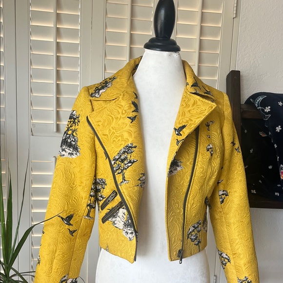Vintage-Inspired Yellow Moto Jacket by Darling - Unique Fauna Print - Picture 5 of 10